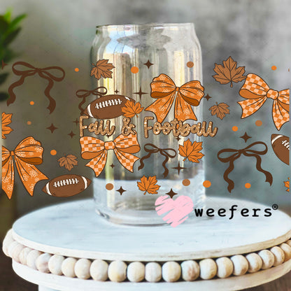 Fall and Football UV DTF Cup Wrap 16oz Libbey Glass Original Size Weefers
