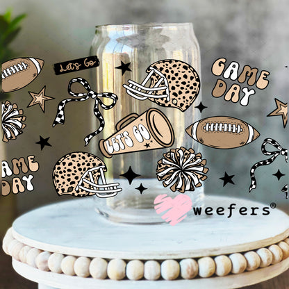 Lets Go Game Day Football Megaphone UV DTF Cup Wrap 16oz Libbey Glass Original Size Weefers