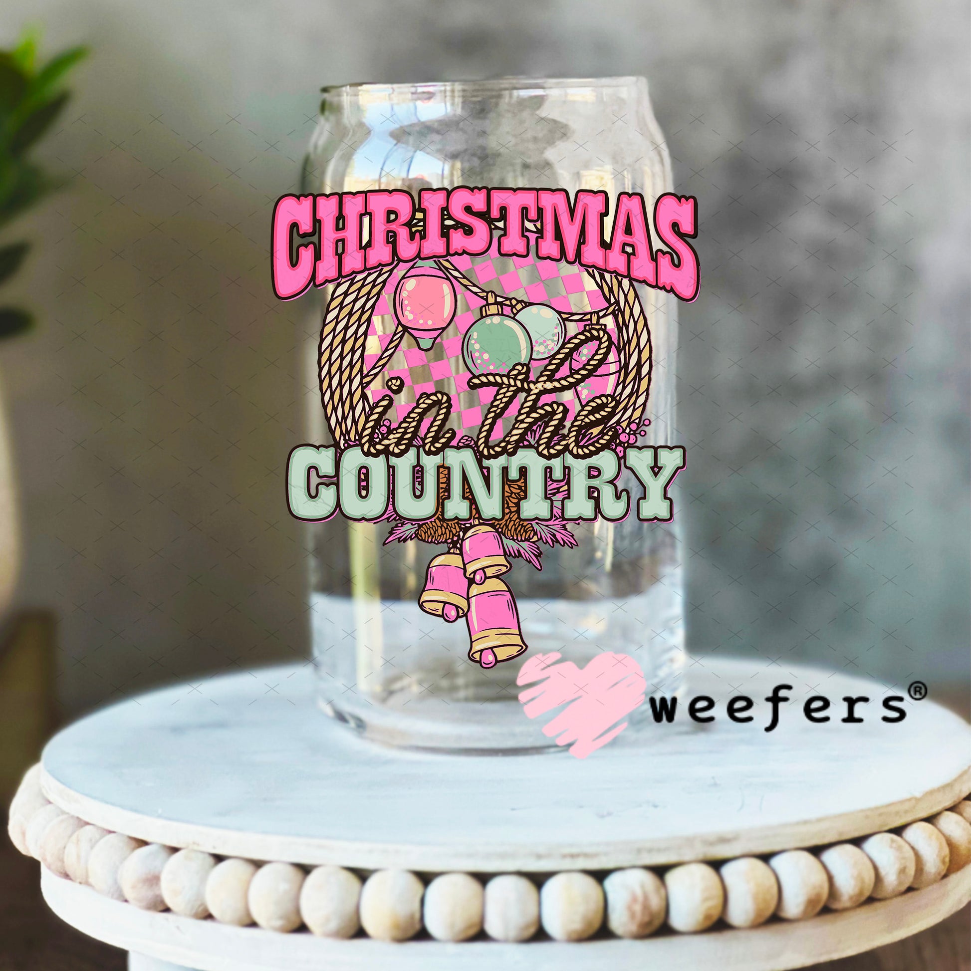 Christmas Country UV DTF Decal 16oz Libbey Glass Original Size Weefers