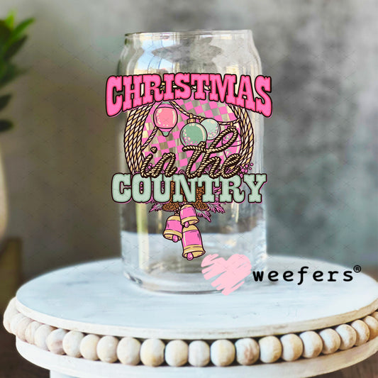 Christmas Country UV DTF Decal 16oz Libbey Glass Original Size Weefers