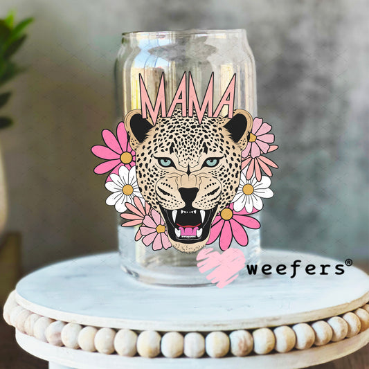Pink Mama Leopard UV DTF Decal 16oz Libbey Glass Original Size Weefers