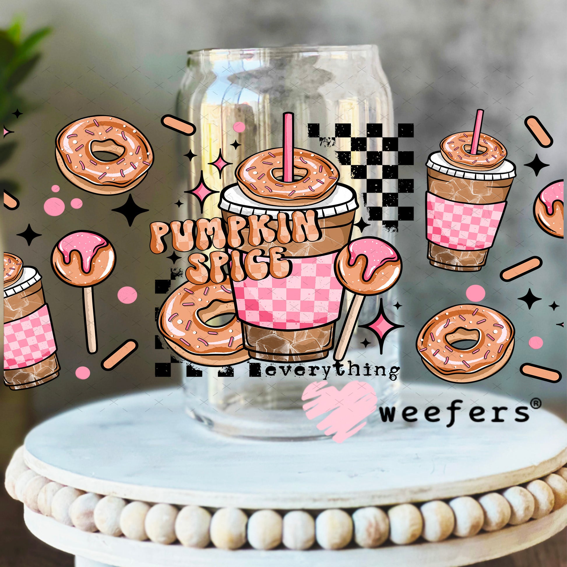 Pumpkin Spice UV DTF Cup Wrap 16oz Libbey Glass Original Size Weefers