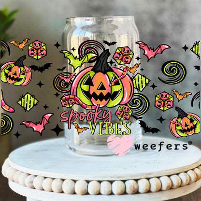 Spooky Vibes Halloween UV DTF Cup Wrap 16oz Libbey Glass Original Size Weefers