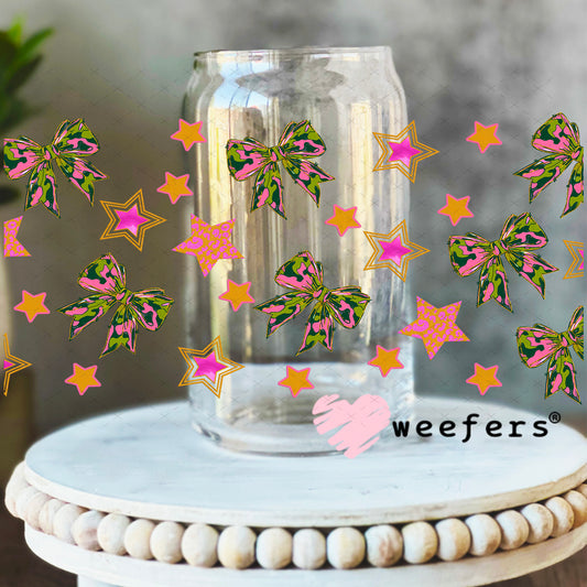 Just a Girl Who Love's Glitter and Camo Side Kick UV DTF Cup Wrap - Weefers Exclusive 16oz Libbey Glass Original Size Weefers