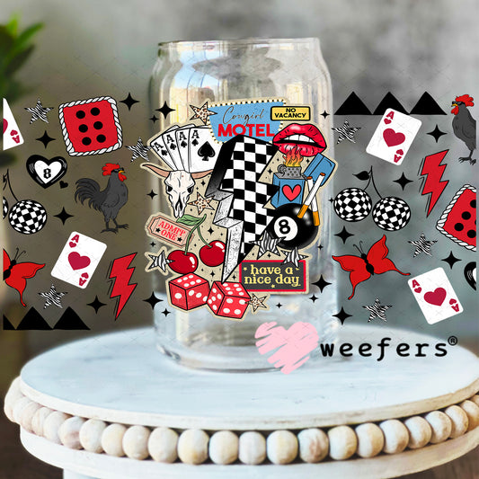 Cowgirl Motel UV DTF Cup Wrap - Weefers Exclusive 16oz Libbey Glass Original Size Weefers