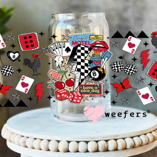 Cowgirl Motel UV DTF Cup Wrap - Weefers Exclusive 16oz Libbey Glass Original Size Cup Wrap Weefers