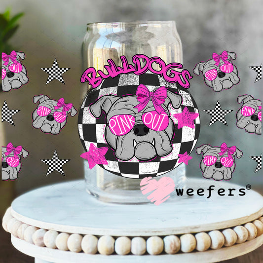 Bulldogs Pink Out Magenta UV DTF Cup Wrap - Weefers Exclusive 16oz Libbey Glass Original Size Weefers