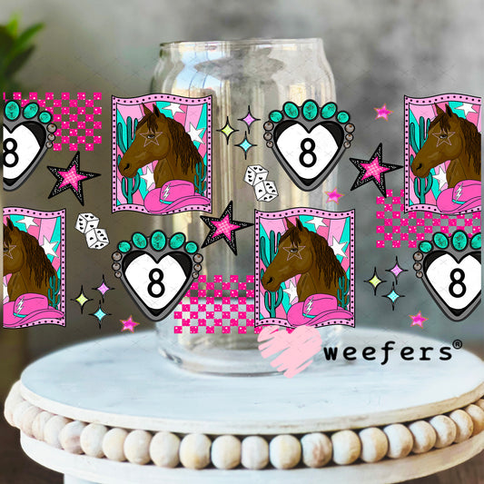 Pink Pony UV DTF Cup Wrap - Weefers Exclusive 16oz Libbey Glass Original Size Weefers