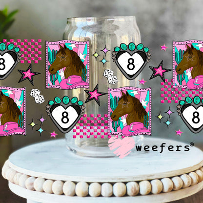 Pink Pony UV DTF Cup Wrap - Weefers Exclusive 16oz Libbey Glass Original Size Cup Wrap Weefers