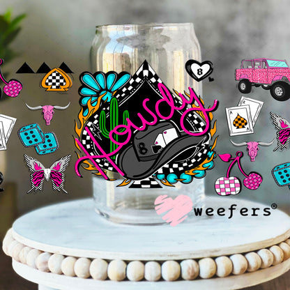 Howdy Bronco UV DTF Cup Wrap - Weefers Exclusive 16oz Libbey Glass Original Size Cup Wrap Weefers