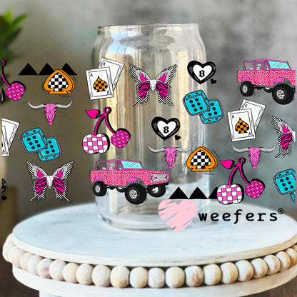 Howdy Bronco Sidekick UV DTF Cup Wrap - Weefers Exclusive 16oz Libbey Glass Original Size Weefers