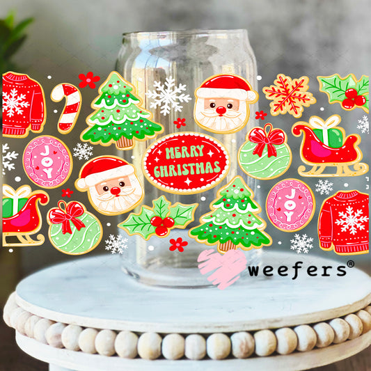 Red Green Merry Christmas UV DTF Cup Wrap 16oz Libbey Glass Original Size Weefers