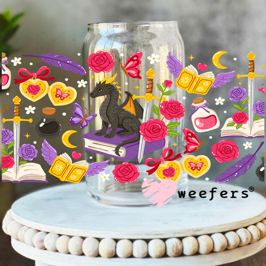 Fantasy Book Lover UV DTF Cup Wrap 16oz Libbey Glass Original Size Weefers