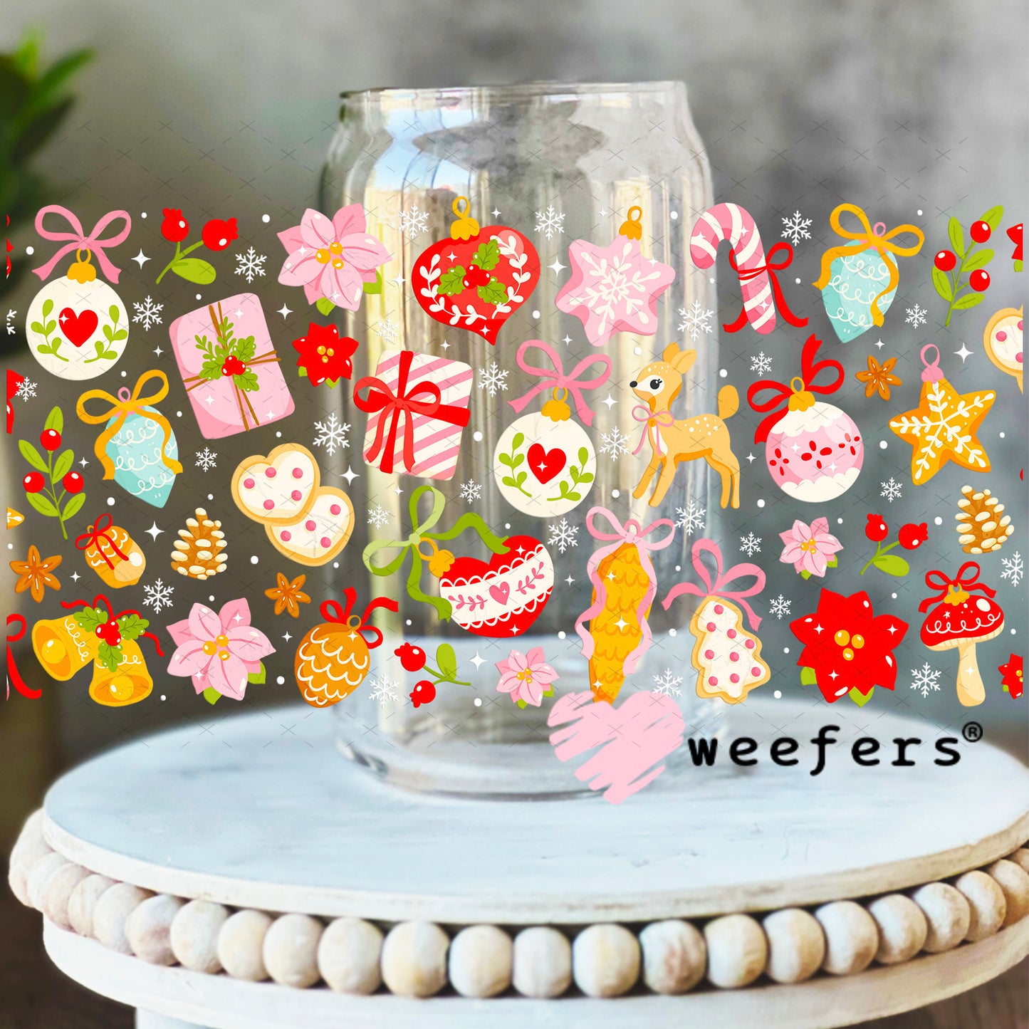 Christmas Cookies UV DTF Cup Wrap 16oz Libbey Glass Original Size Weefers