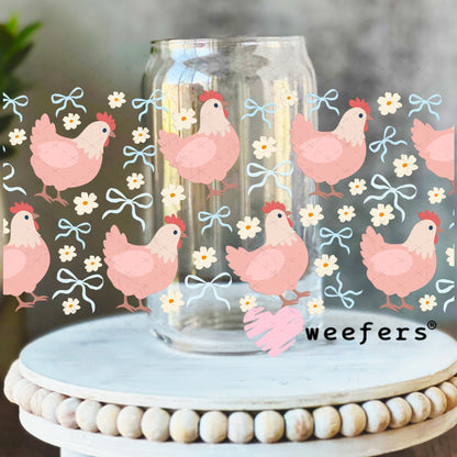 Coquette Chickens UV DTF Cup Wrap 16oz Libbey Glass Original Size Weefers