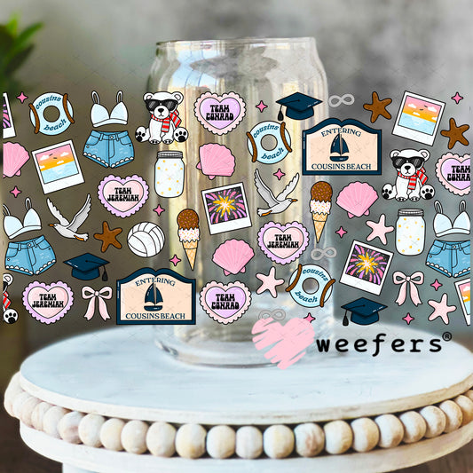 Cousins Favorite Things UV DTF Cup Wrap 16oz Libbey Glass Original Size Weefers