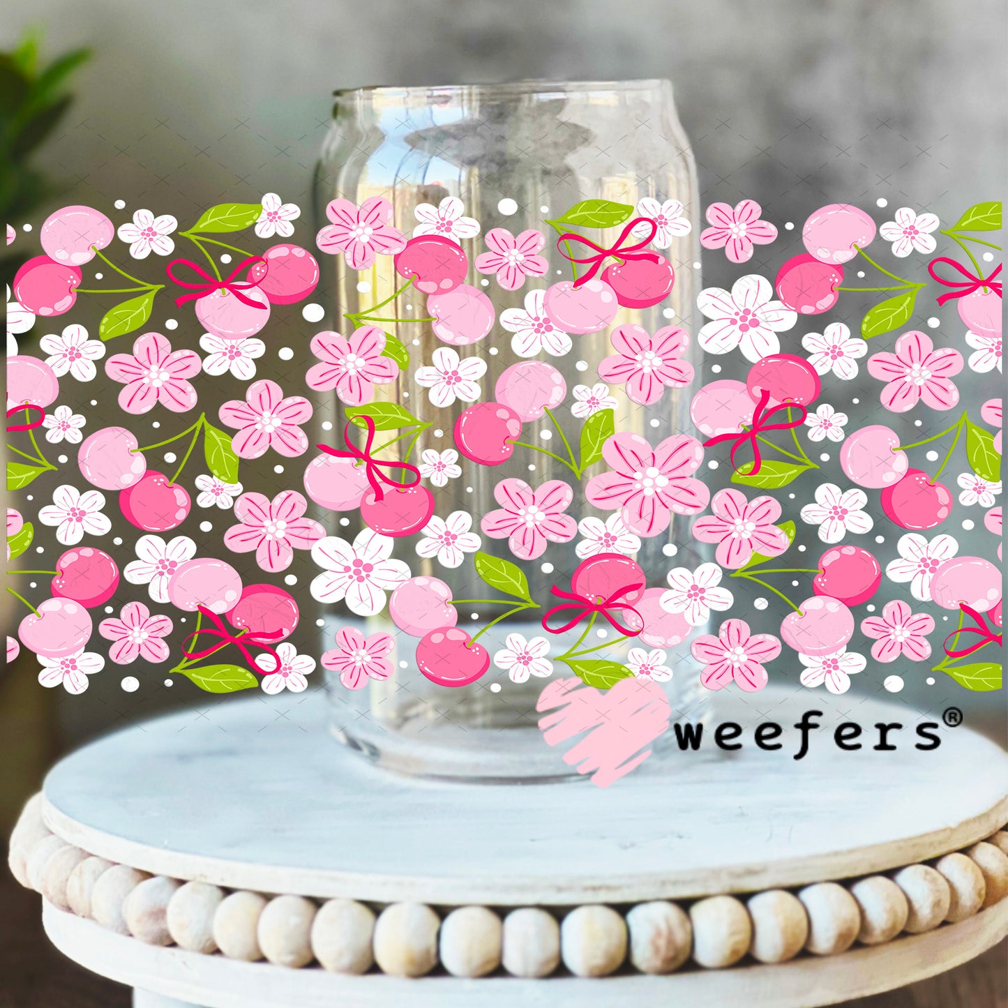 Cherry Blossoms UV DTF Cup Wrap 16oz Libbey Glass Original Size Weefers
