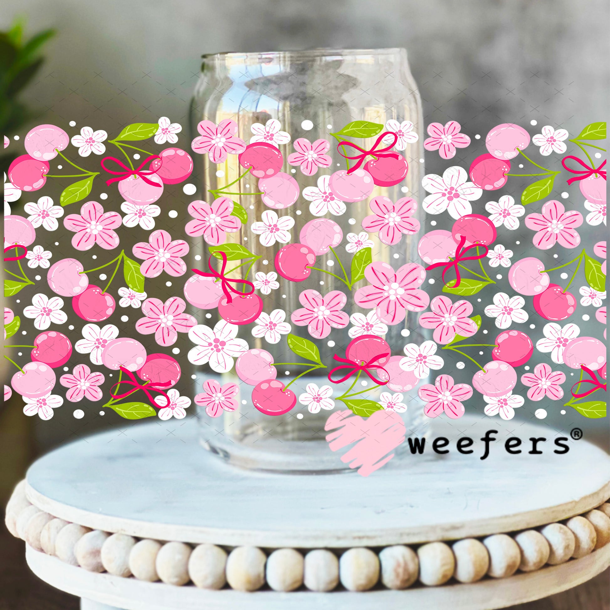 Cherry Blossoms UV DTF Cup Wrap 16oz Libbey Glass Original Size Weefers