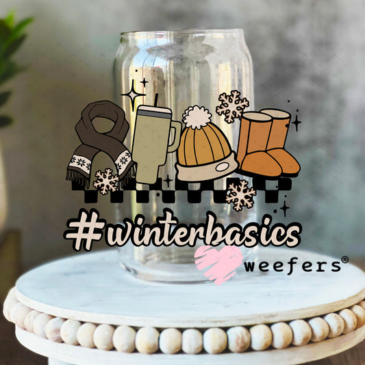 Winter Basics UV DTF Decal 16oz Libbey Glass Original Size Weefers