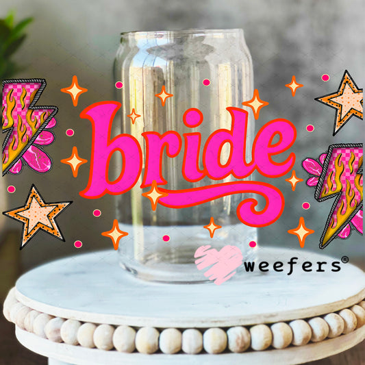 Bride Lightening Bolt UV DTF Cup Wrap - Weefers Exclusive 16oz Libbey Glass Original Size Weefers