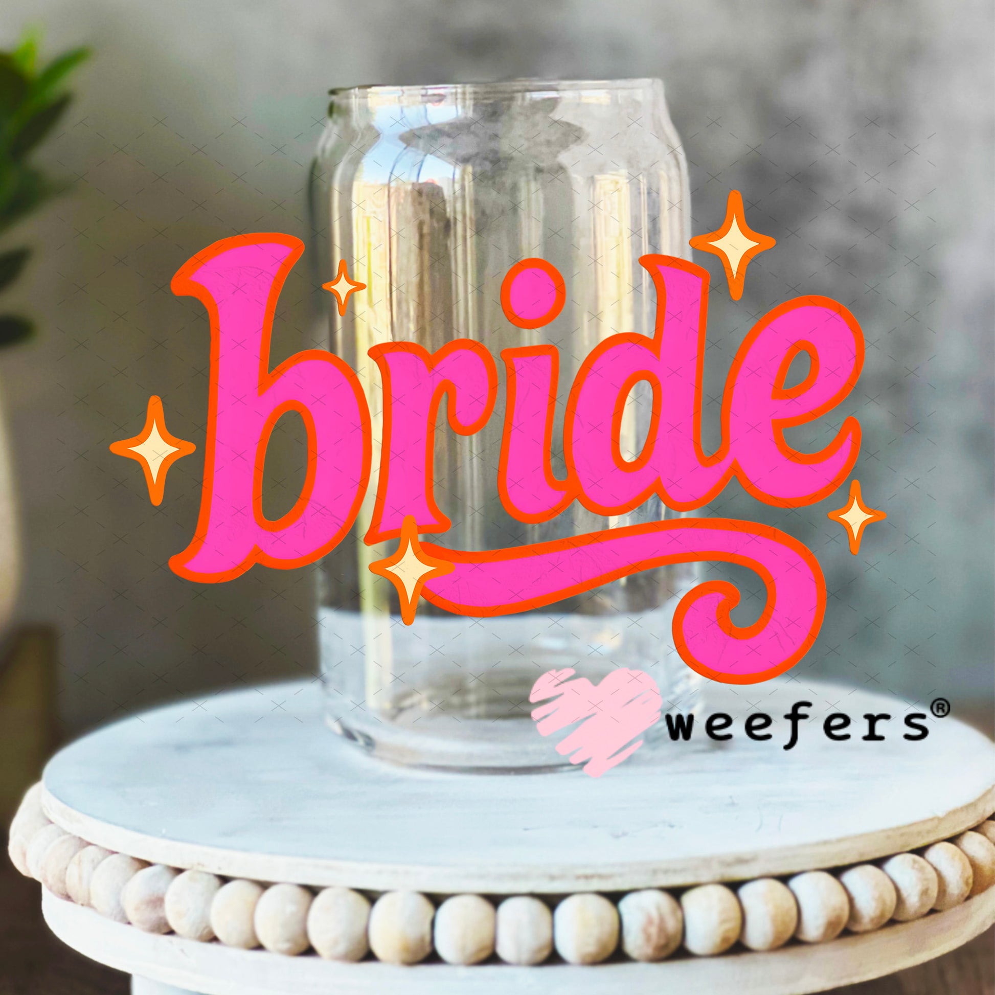 Fuchsia Bride UV DTF Decal 16oz Libbey Glass Original Size Weefers