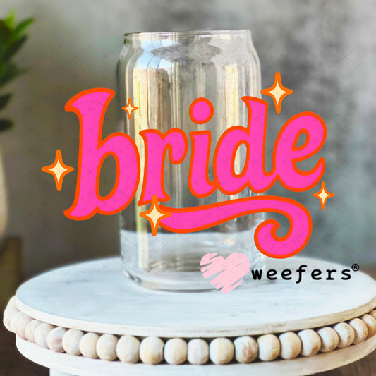 Fuchsia Bride UV DTF Decal 16oz Libbey Glass Original Size Weefers