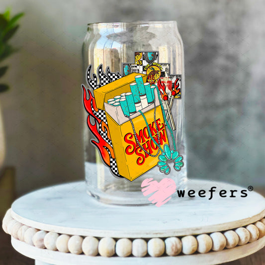 Smoke Show UV DTF Decal 16oz Libbey Glass Original Size Weefers