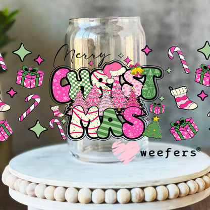 Merry Christmas UV DTF Cup Wrap - Weefers Exclusive 16oz Libbey Glass Original Size Cup Wrap Weefers