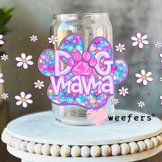 Purple Dog Mama Paw UV DTF Cup Wrap - Weefers® Exclusive 16oz Libbey Glass Original Size Cup Wrap Weefers
