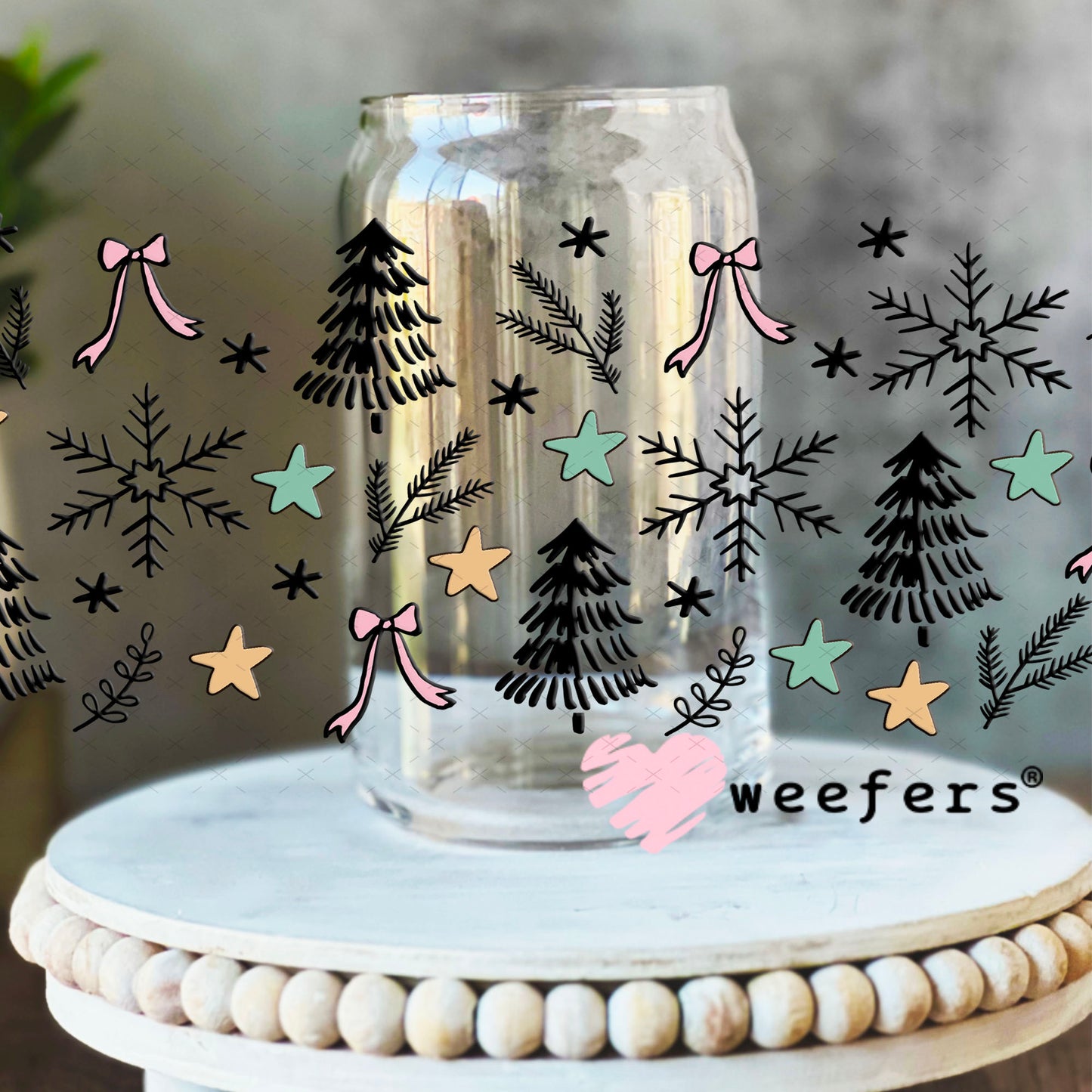 Have yourself a Merry Little Christmas Sidekick UV DTF Cup Wrap - Weefers Exclusive 16oz Libbey Glass Original Size Cup Wrap Weefers