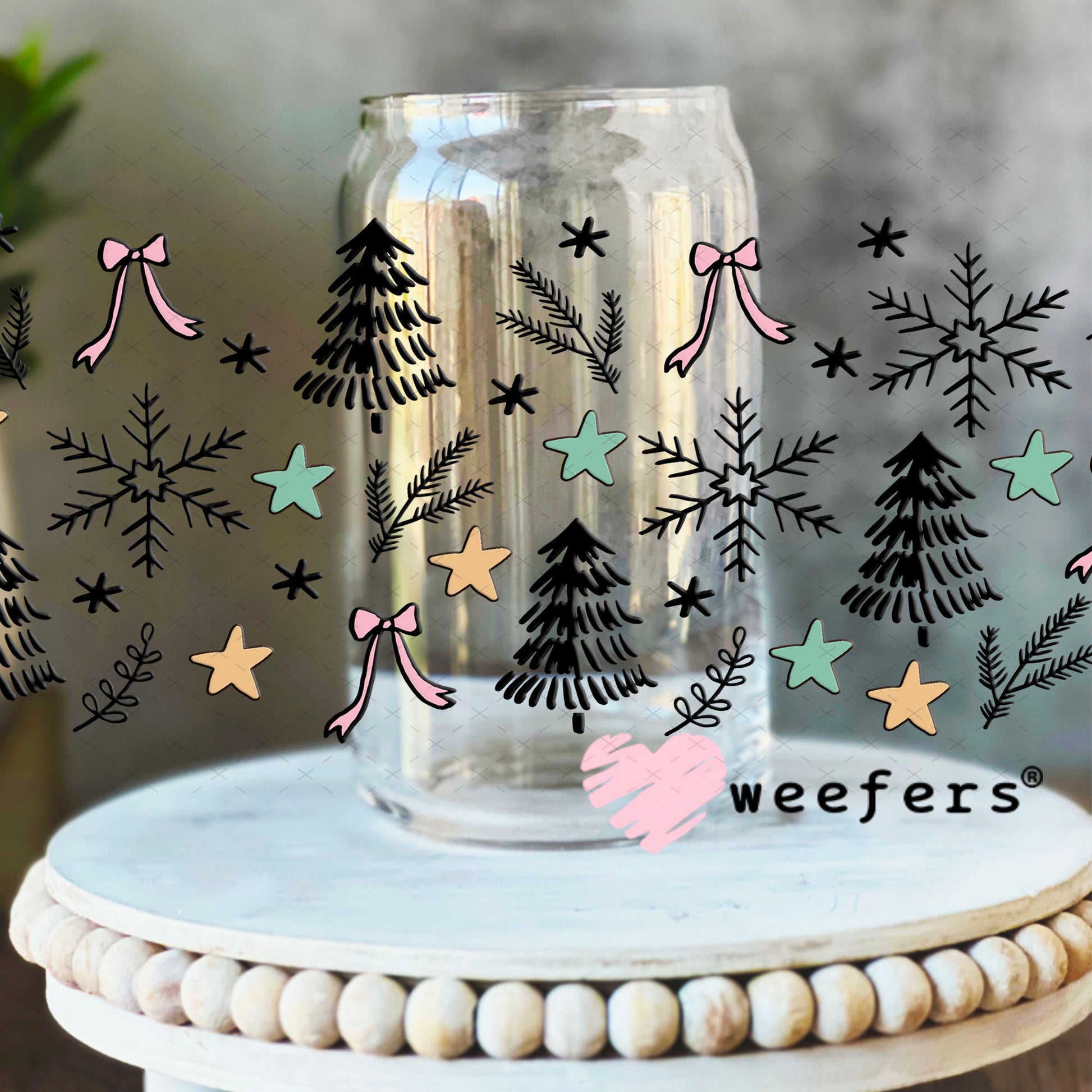 Have yourself a Merry Little Christmas Sidekick UV DTF Cup Wrap - Weefers Exclusive 16oz Libbey Glass Original Size Cup Wrap Weefers