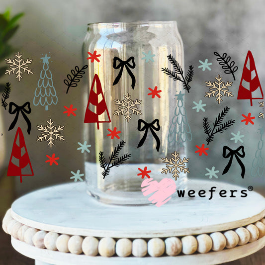 Deck the halls and Not Your Family Sidekick UV DTF Cup Wrap - Weefers Exclusive 16oz Libbey Glass Original Size Weefers