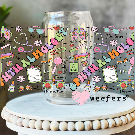 Ophthalmology Optometrist UV DTF Cup Wrap - Weefers Exclusive 16oz Libbey Glass Original Size Weefers