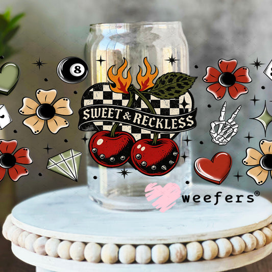 Sweet and Reckless UV DTF Cup Wrap - Weefers® Exclusive 16oz Libbey Glass Original Size Cup Wrap Weefers