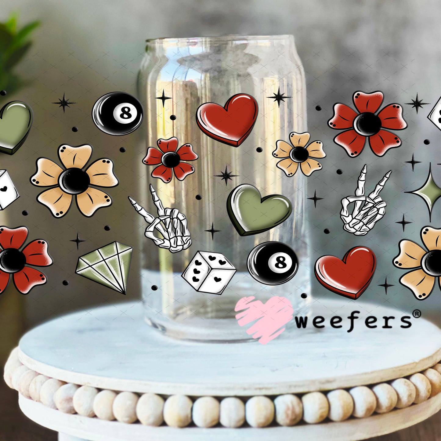 Sweet and Reckless Sidekick UV DTF Cup Wrap - Weefers Exclusive 16oz Libbey Glass Original Size Cup Wrap Weefers