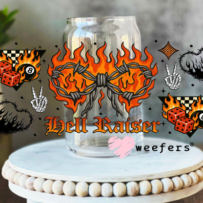 Hell Raiser UV DTF Cup Wrap - Weefers® Exclusive 16oz Libbey Glass Original Size Cup Wrap Weefers