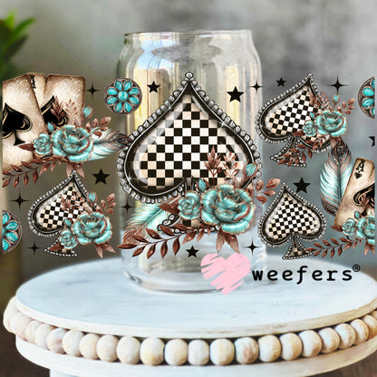 Spades and Aces UV DTF Cup Wrap 16oz Libbey Glass Original Size Weefers