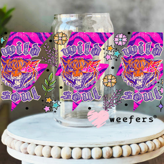 Wild Soul Hot Pink Tiger UV DTF Cup Wrap - Weefers Exclusive 16oz Libbey Glass Original Size Weefers