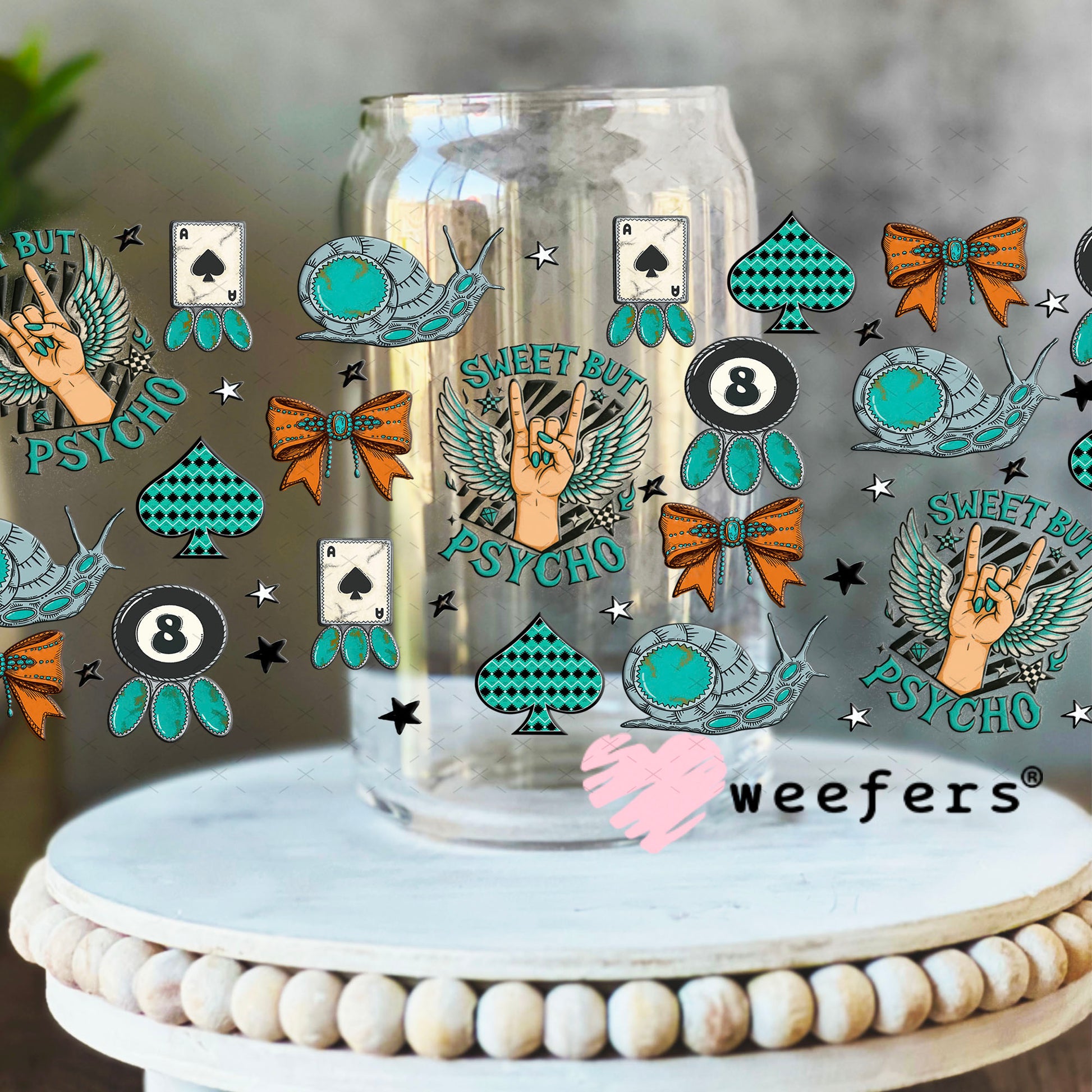 Pew Pew Bless Your Heart Sugar Sidekick UV DTF Cup Wrap - Weefers Exclusive 16oz Libbey Glass Original Size Cup Wrap Weefers