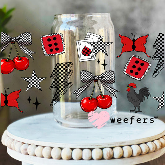 Red Cherry Delight UV DTF Cup Wrap - Weefers Exclusive 16oz Libbey Glass Original Size Weefers