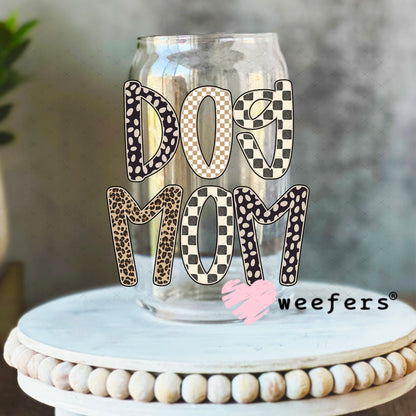 UV DTF Decal - Brown and Tan Dog Mama 16oz Libbey Glass Original Size Weefers