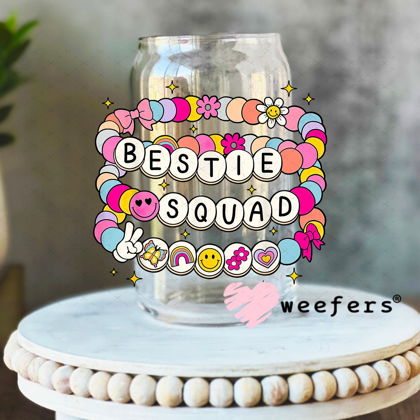 UV DTF Decal - Bestie Squad 16oz Libbey Glass Original Size Weefers