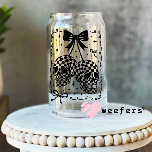 UV DTF Decal - Black Cherry Skulls 16oz Libbey Glass Original Size Weefers