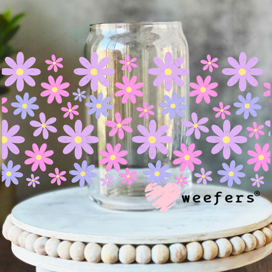 UV DTF Cup Wrap – Purple Daisies 16oz Libbey Glass Original Size Weefers