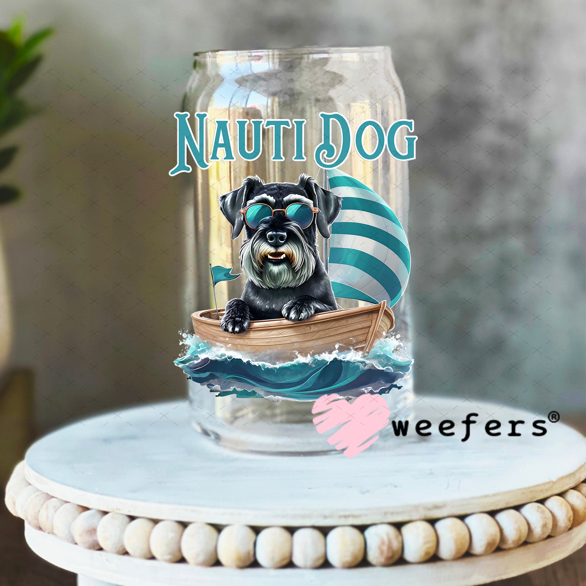 UV DTF Decal - Nauti Dog 16oz Libbey Glass Original Size Weefers