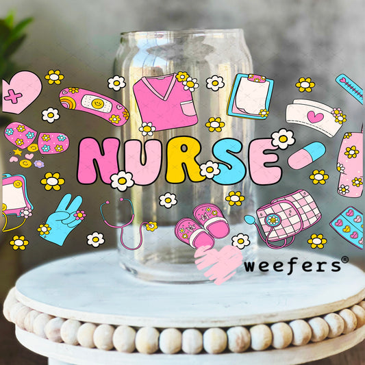 UV DTF Cup Wrap – Nurse Daily Vibes 16oz Libbey Glass Original Size Weefers