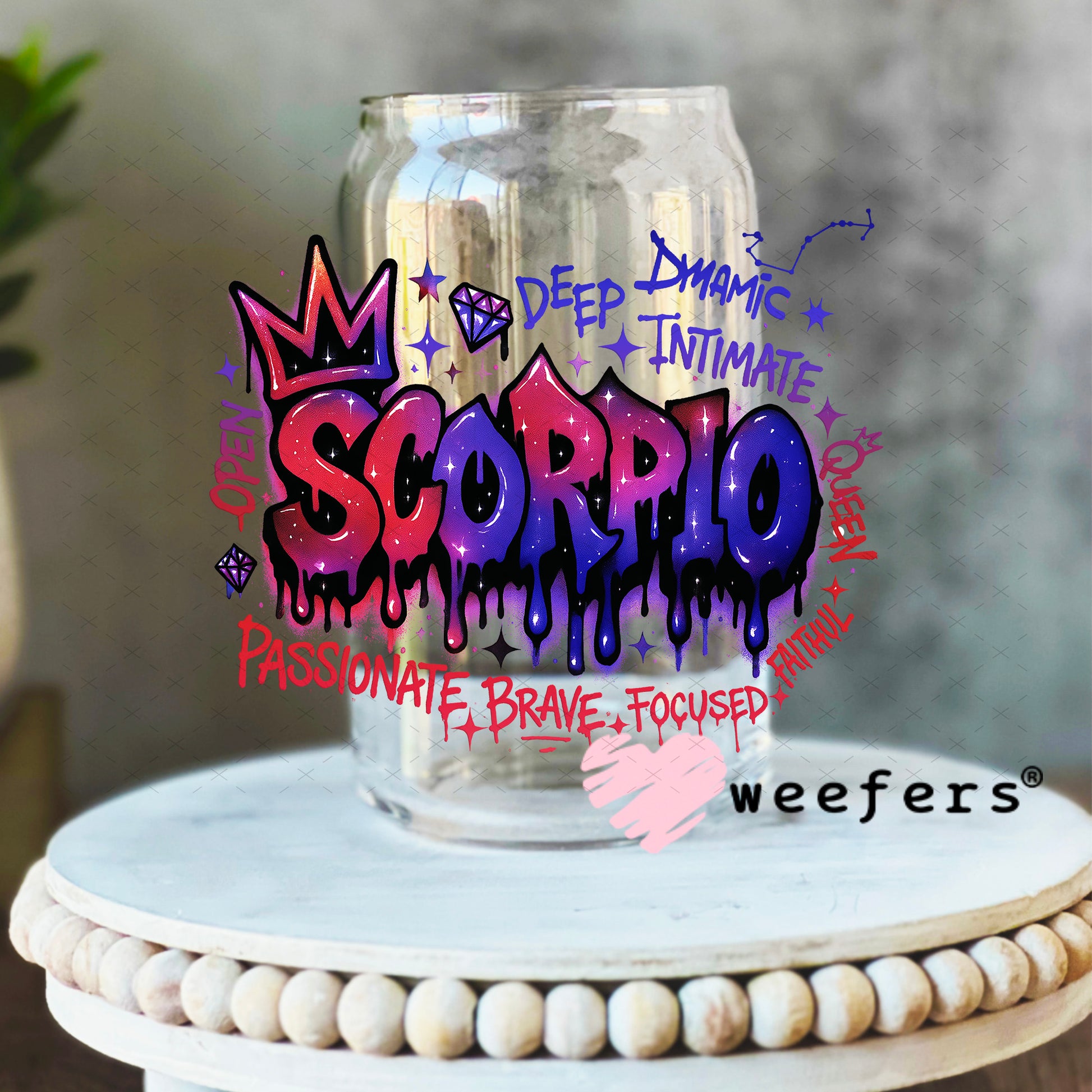 UV DTF Decal - Scorpio Zodiac Sign 16oz Libbey Glass Original Size Weefers