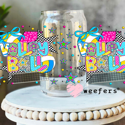 UV DTF Cup Wrap – Preppy Volleyball - Weefers® Exclusive 16oz Libbey Glass Original Size Cup Wrap Weefers
