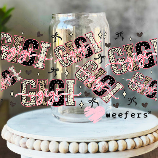 UV DTF Cup Wrap – Gigi Cheetah Print - Weefers Exclusive 16oz Libbey Glass Original Size Weefers