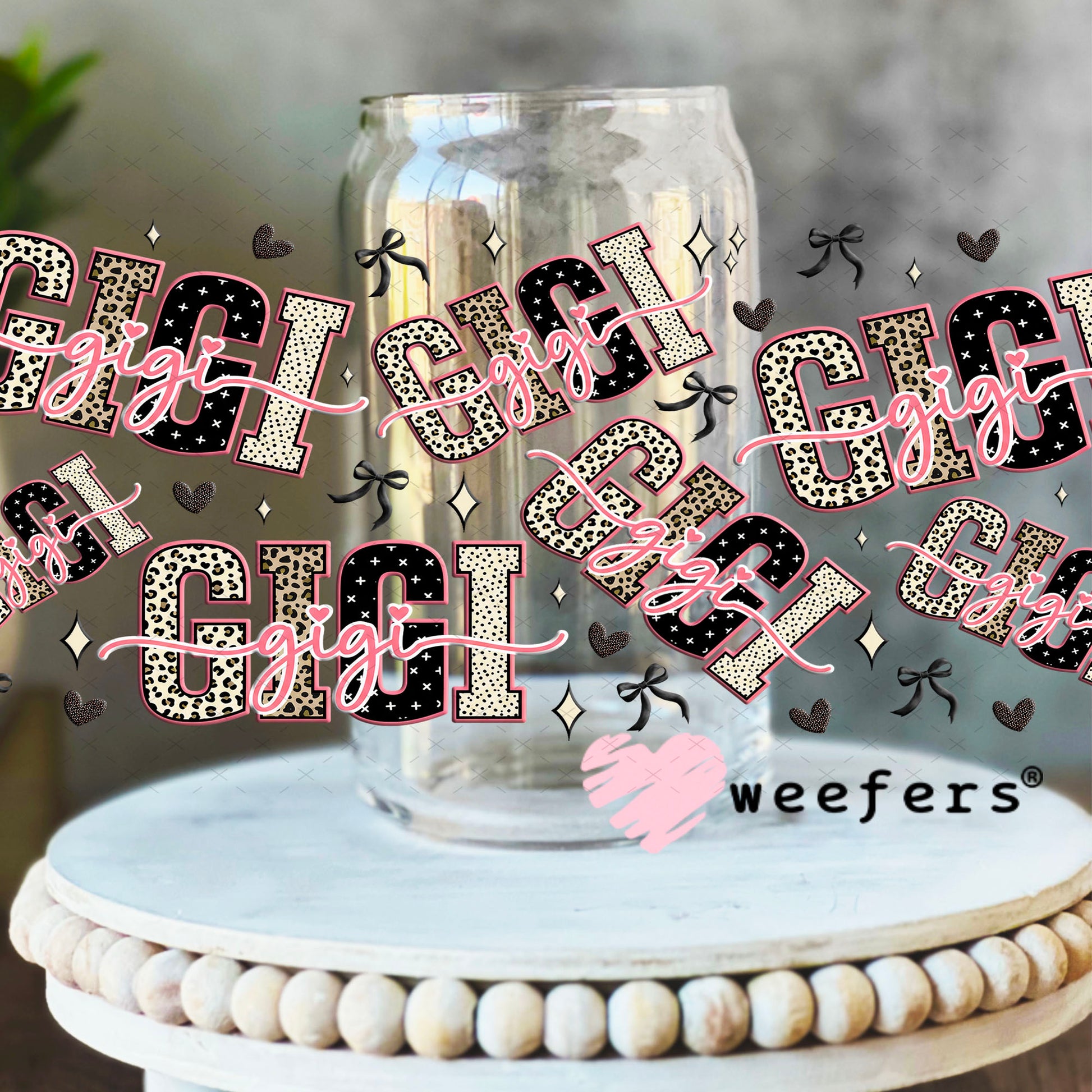 UV DTF Cup Wrap – Gigi Cheetah Print - Weefers Exclusive 16oz Libbey Glass Original Size Cup Wrap Weefers